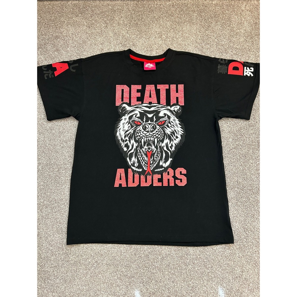 Mishka Death Adders T-Shirt Mens Large Black Excellent Graphic Japanese Kanji